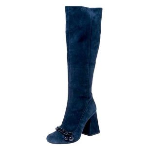 Tory Burch Royal Navy Addison 95MM Boot Lancaster Suede